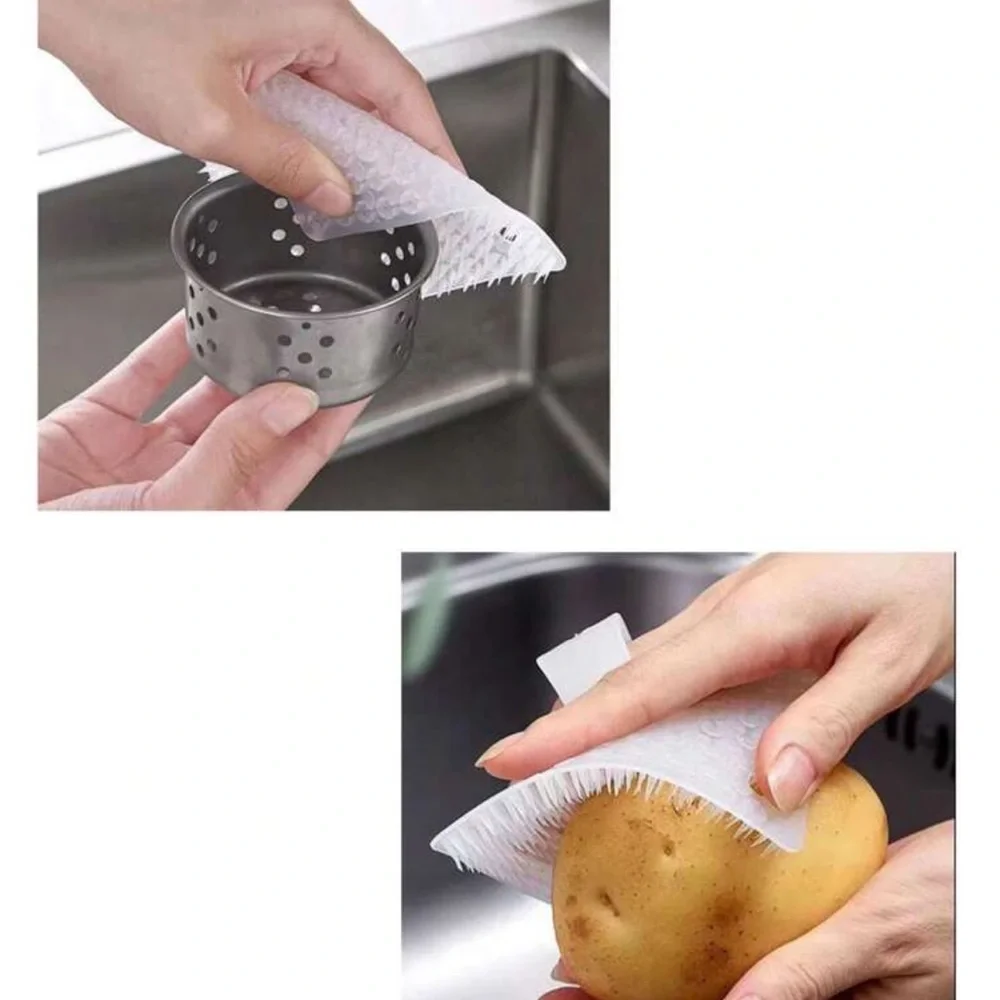 Silicone Fruit, Vegetable, and Dish Scrubber - White